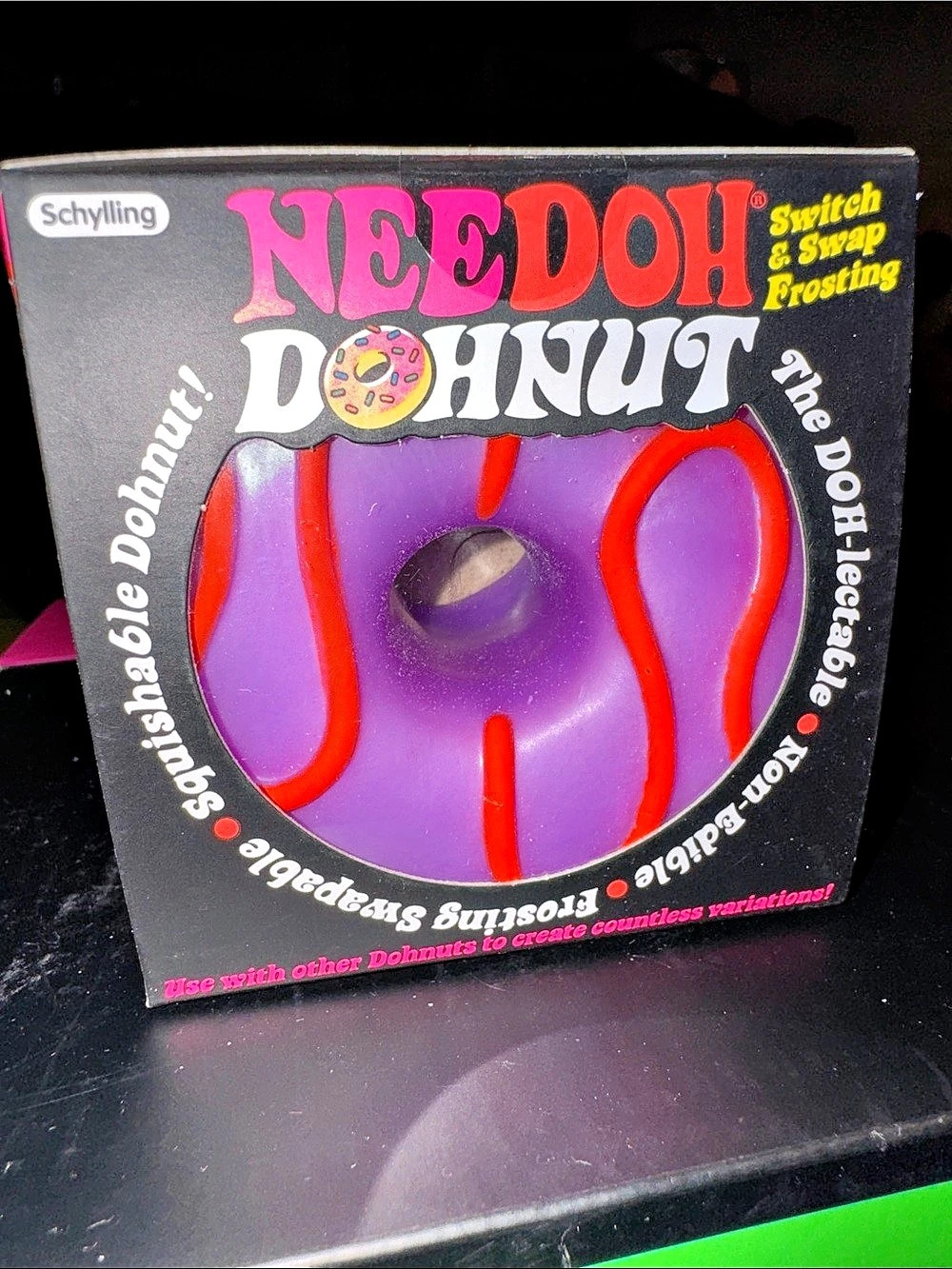 Schylling Needoh Donut yellow with purple Icing